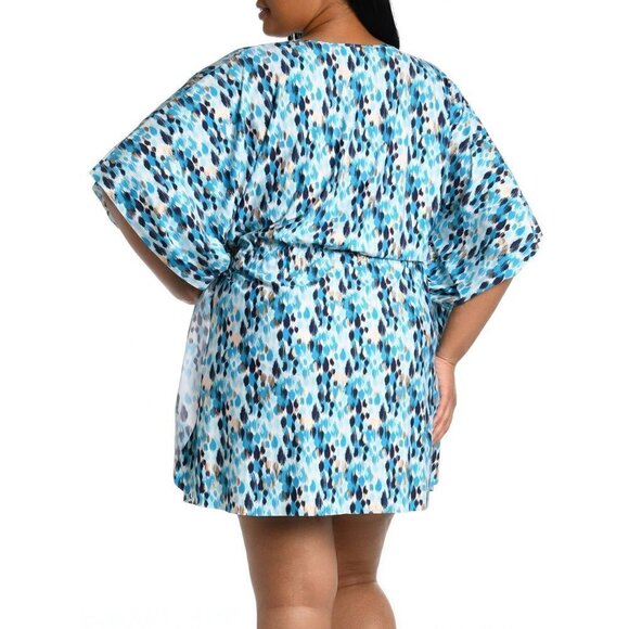 NWT La Blanca Women's Plus Sea Glass Shores Beach Swim Caftan Cover-up - Picture 2 of 4